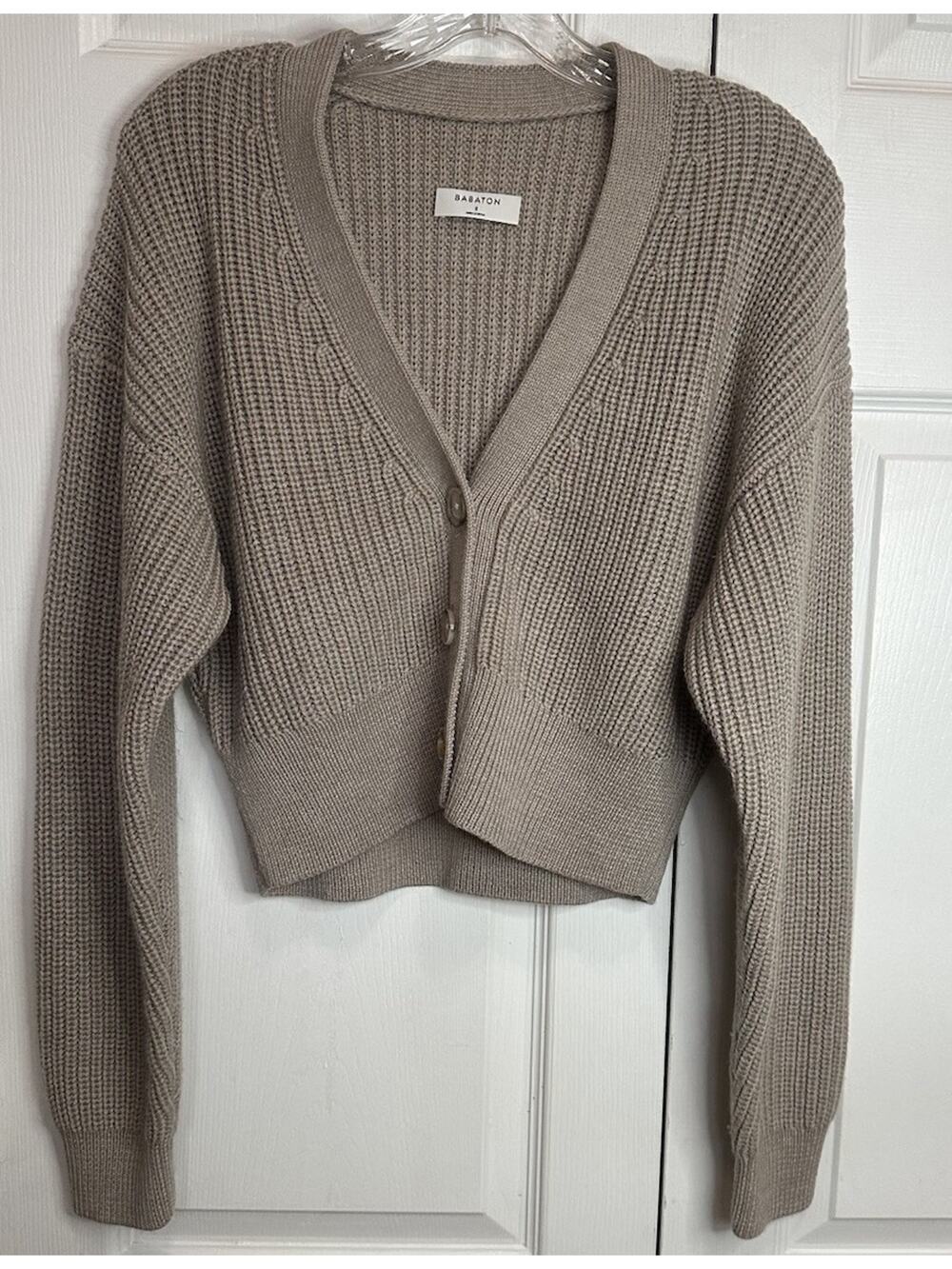 Aritzia Babaton Canberra 100% Merino Wool Cardigan Womens S Cropped Button Front